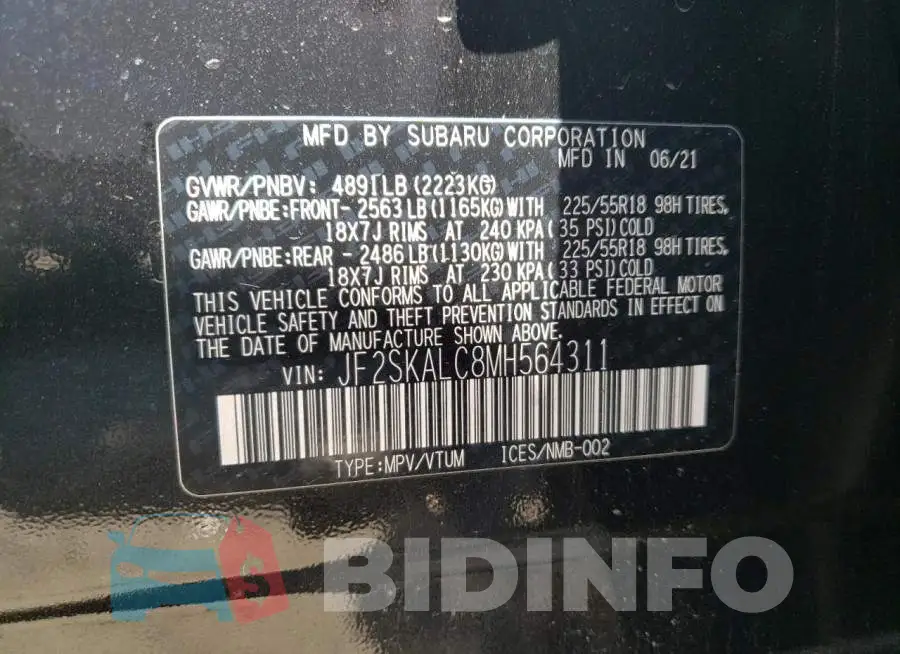 JF2SKALC8MH564311 Photo# 13