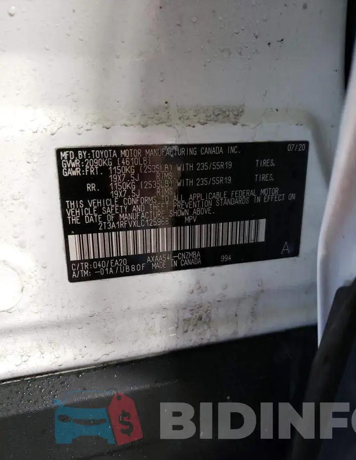 2T3A1RFVXLC125968 Photo# 12