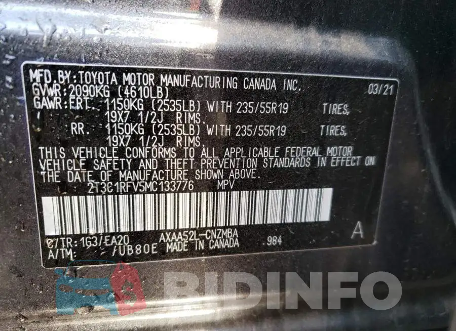 2T3C1RFV5MC133776 Photo# 13