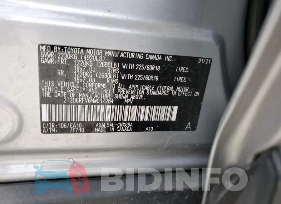 2T3D6RFV6MW017264 Photo# 13