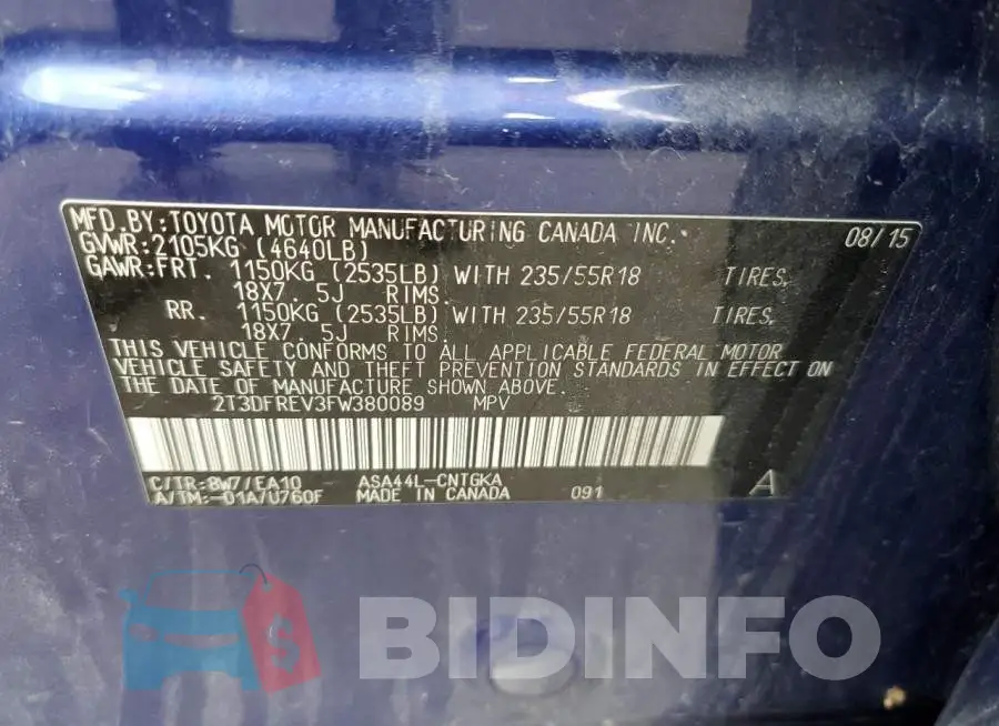 2T3DFREV3FW380089 Photo# 12