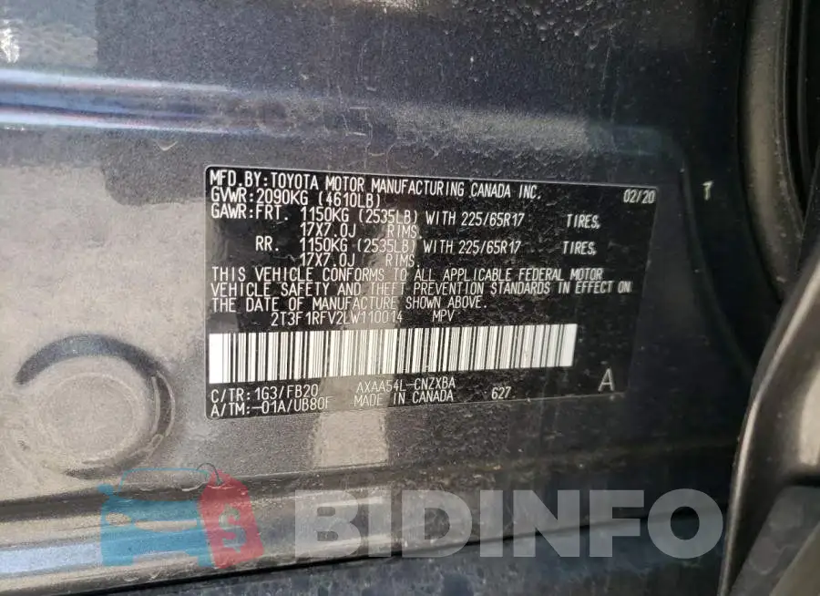 2T3F1RFV2LW110014 Photo# 10