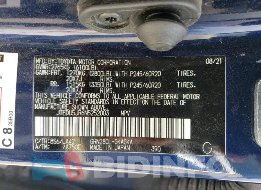 JTEDU5JR6N5252003 Photo# 13