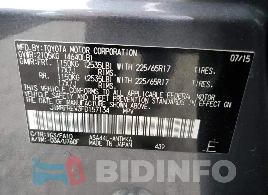 JTMRFREV3FD157134 Photo# 13