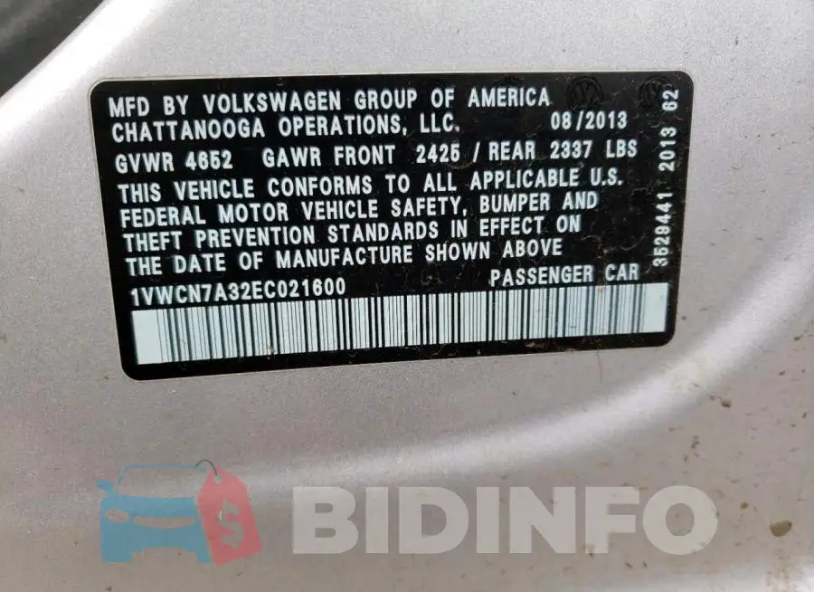 1VWCN7A32EC021600 Photo# 12