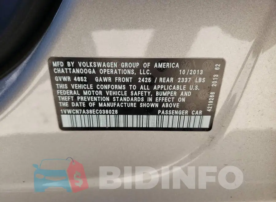 1VWCN7A38EC038028 Photo# 10