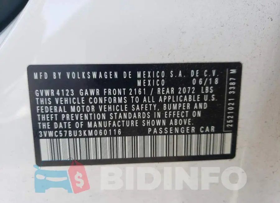 3VWC57BU3KM060116 Photo# 13