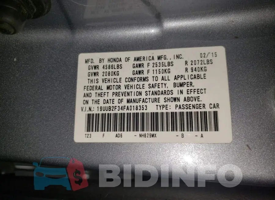 19UUB2F34FA018353 Photo# 12