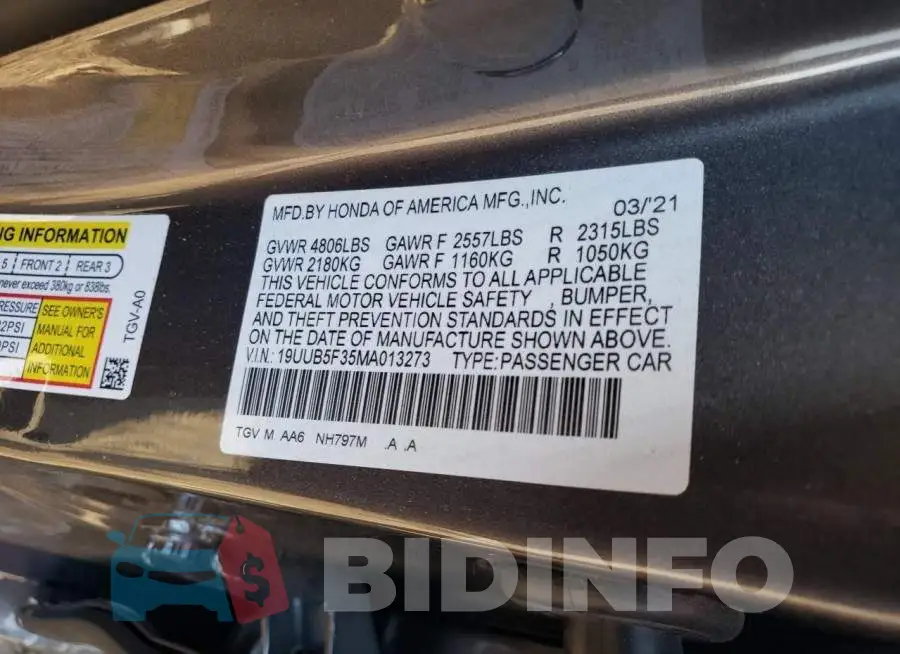 19UUB5F35MA013273 Photo# 12