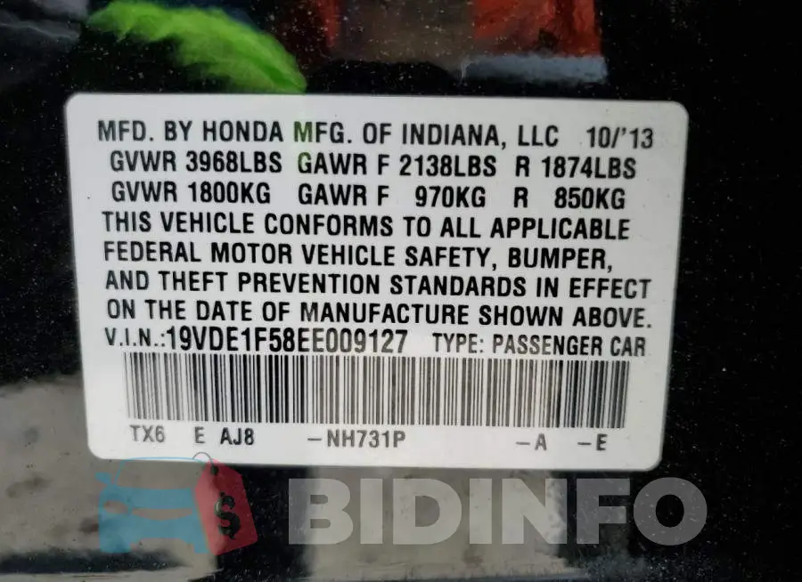 19VDE1F58EE009127 Photo# 13