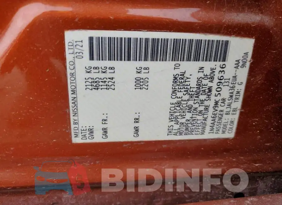 1N4AA6EV9MC509636 Photo# 13