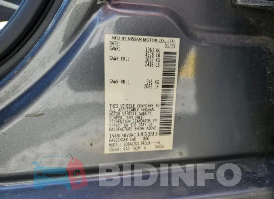 1N4BL4BV3KC185393 Photo# 12