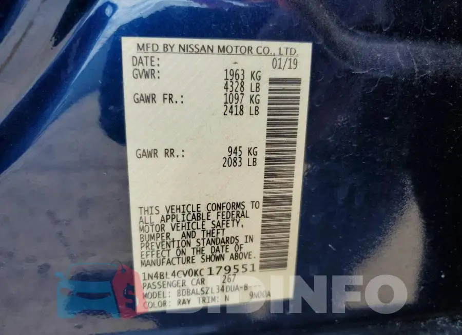 1N4BL4CV0KC179551 Photo# 12