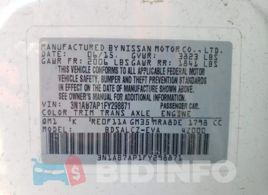3N1AB7AP1FY298871 Photo# 12