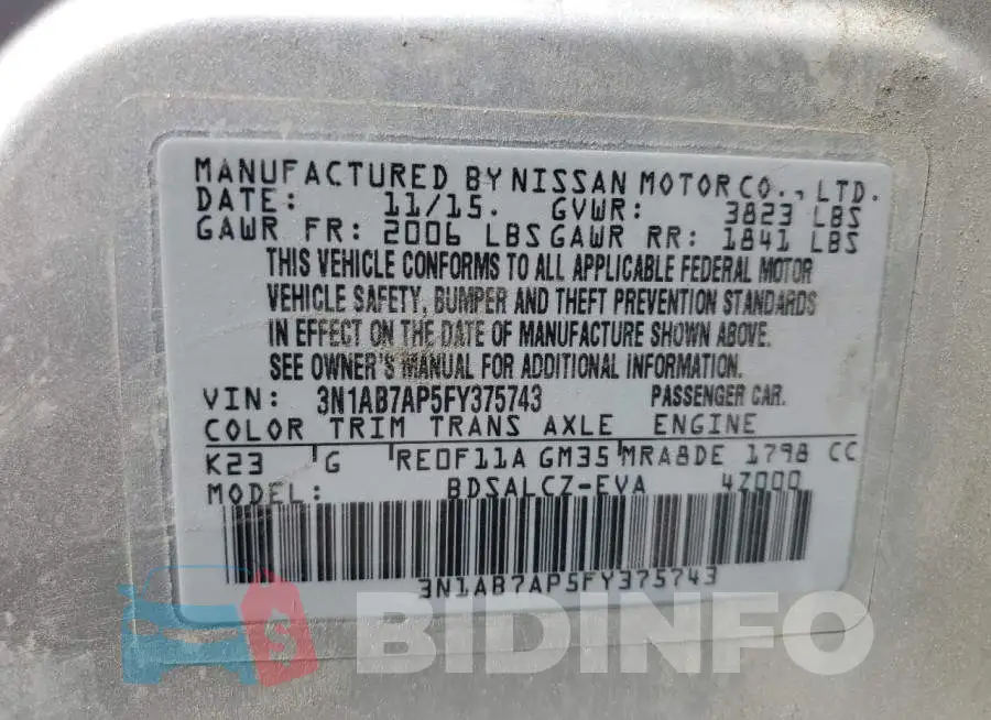 3N1AB7AP5FY375743 Photo# 12