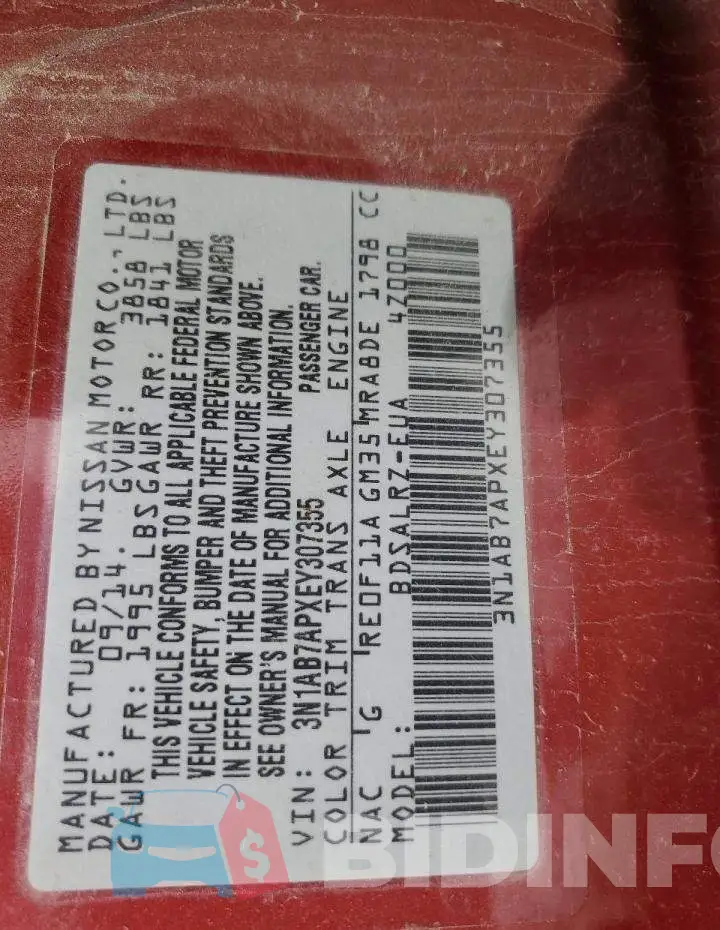 3N1AB7APXEY307355 Photo# 12