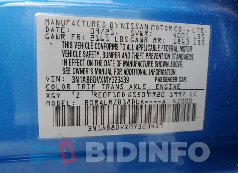 3N1AB8DVXMY323439 Photo# 13