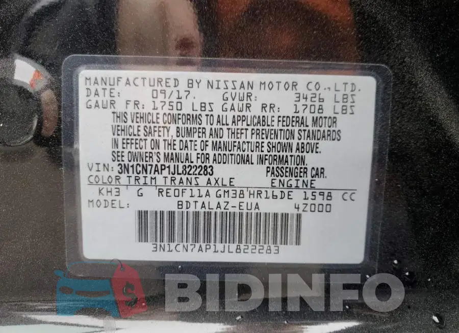 3N1CN7AP1JL822283 Photo# 12