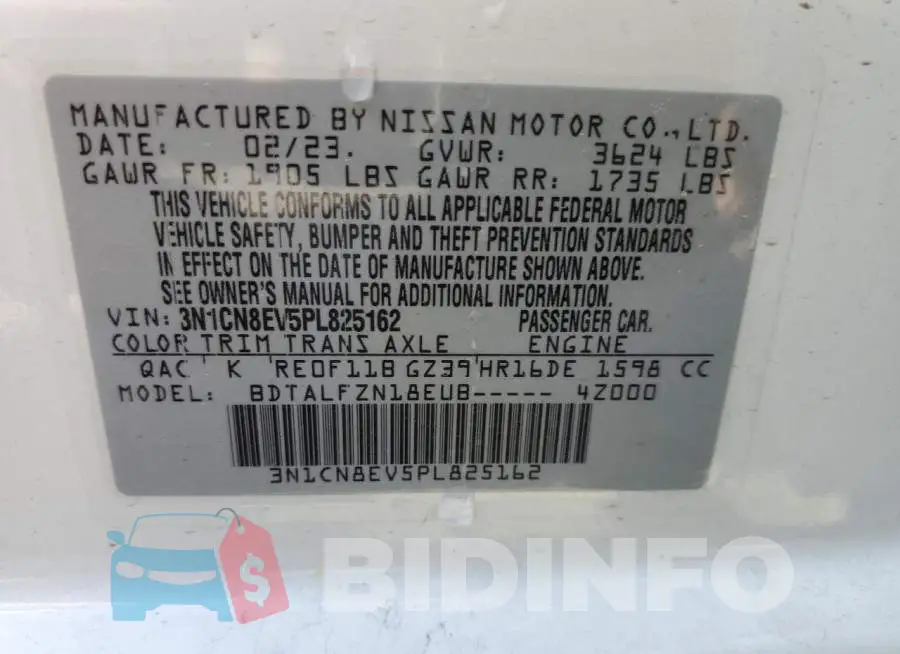 3N1CN8EV5PL825162 Photo# 12