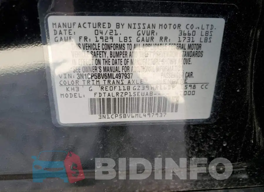 3N1CP5BV6ML497937 Photo# 12