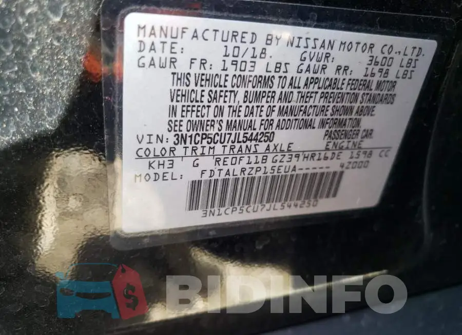 3N1CP5CU7JL544250 Photo# 13
