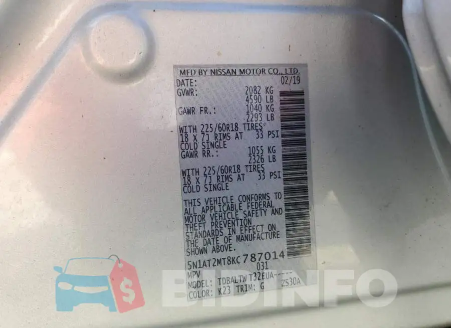 5N1AT2MT8KC787014 Photo# 13