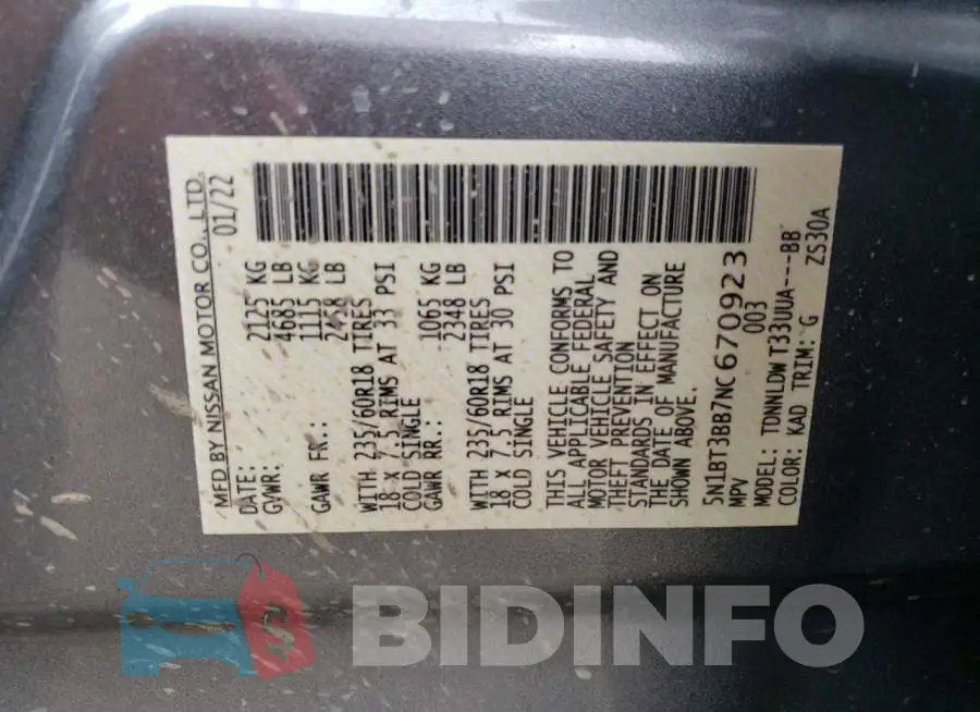 5N1BT3BB7NC670923 Photo# 13