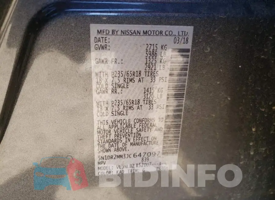 5N1DR2MM3JC647097 Photo# 13