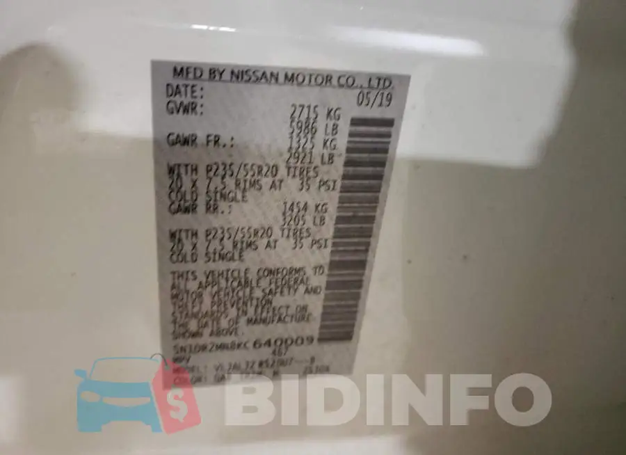 5N1DR2MN8KC640009 Photo# 12