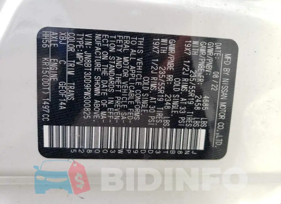 JN8BT3DD9PW300825 Photo# 13