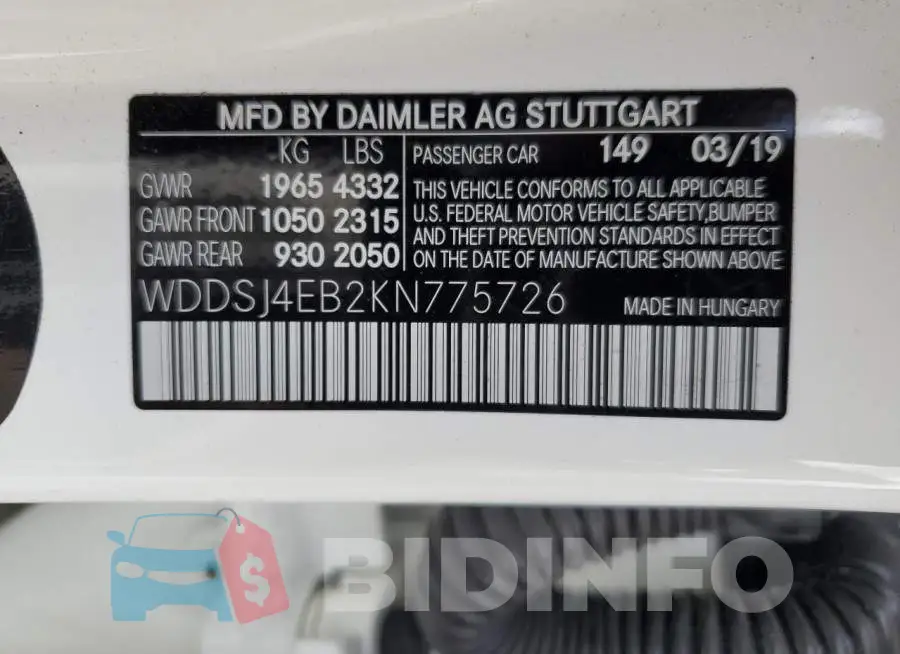 WDDSJ4EB2KN775726 Photo# 13