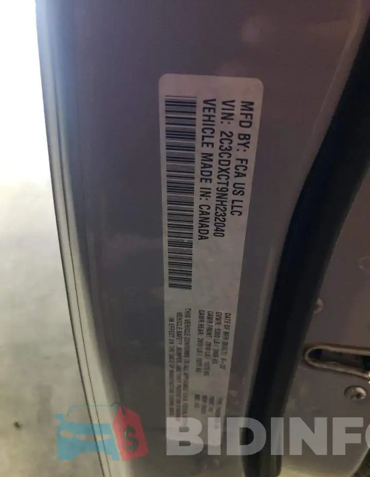 2C3CDXCT9NH232040 Photo# 12