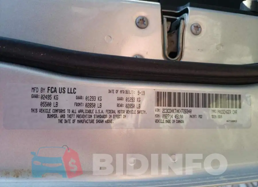 2C3CDXKTXKH726940 Photo# 10