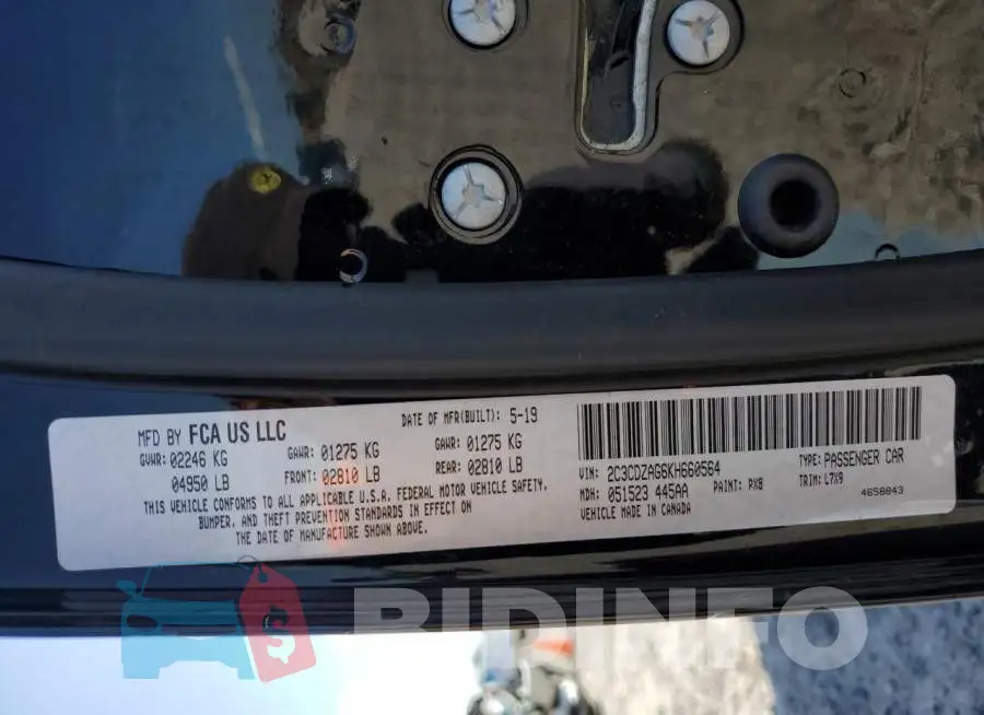 2C3CDZAG6KH660564 Photo# 13