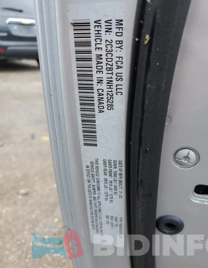 2C3CDZBT1NH125285 Photo# 12