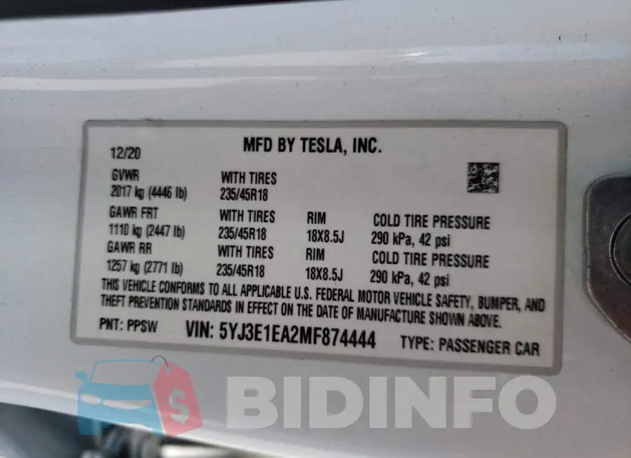 5YJ3E1EA2MF874444 Photo# 13
