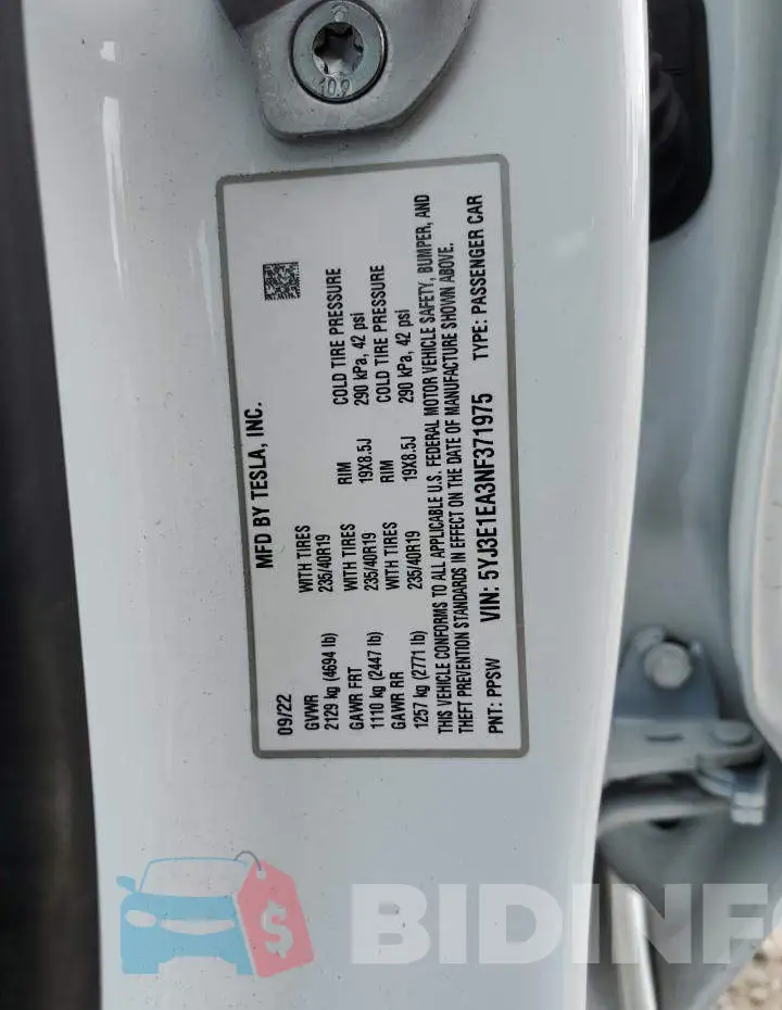 5YJ3E1EA3NF371975 Photo# 12