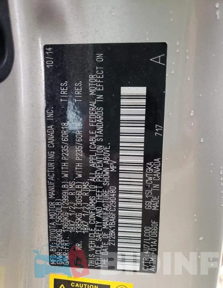 2T2BK1BA6FC290480 Photo# 14