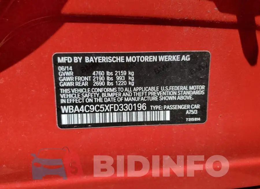 WBA4C9C5XFD330196 Photo# 13
