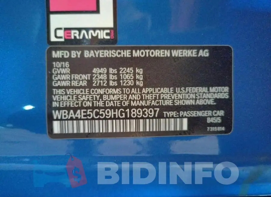 WBA4E5C59HG189397 Photo# 12