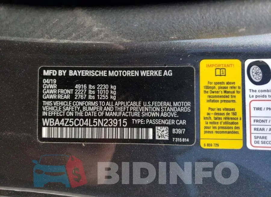 WBA4Z5C04L5N23915 Photo# 13