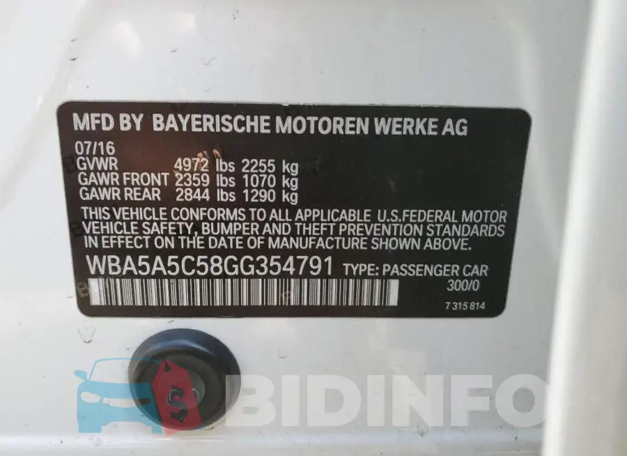 WBA5A5C58GG354791 Photo# 13