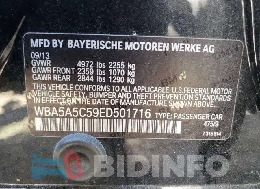 WBA5A5C59ED501716 Photo# 12
