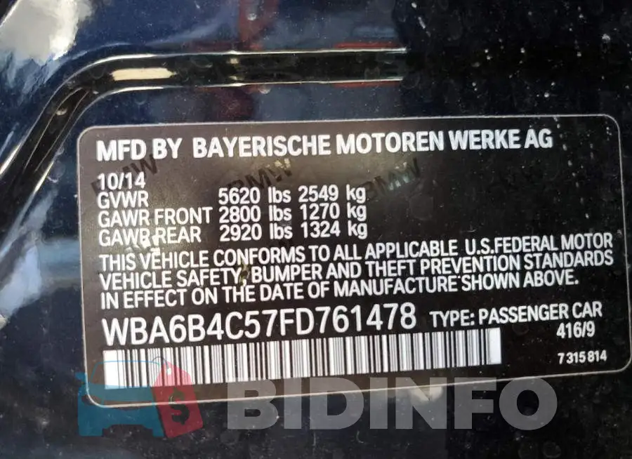 WBA6B4C57FD761478 Photo# 12
