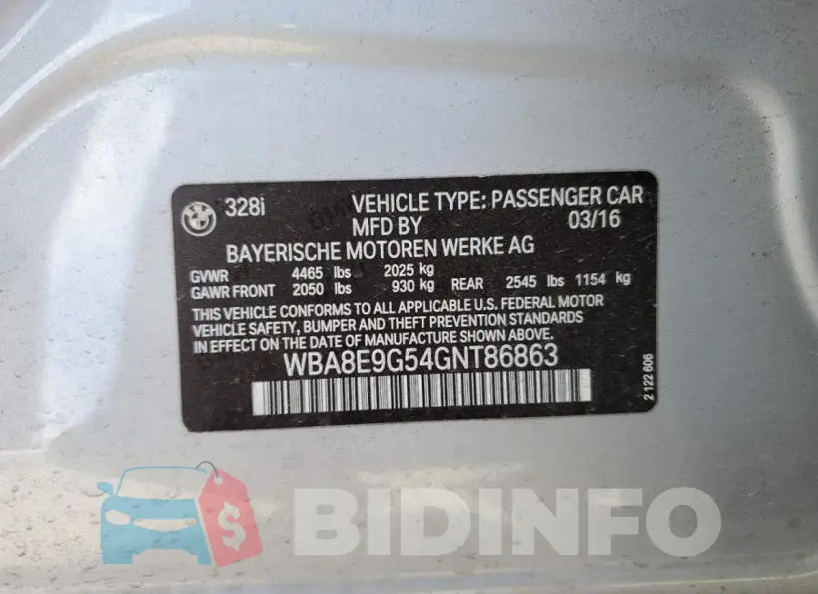 WBA8E9G54GNT86863 Photo# 12