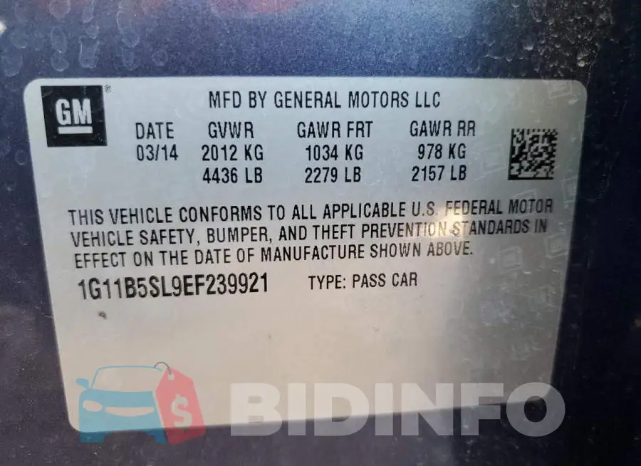1G11B5SL9EF239921 Photo# 12
