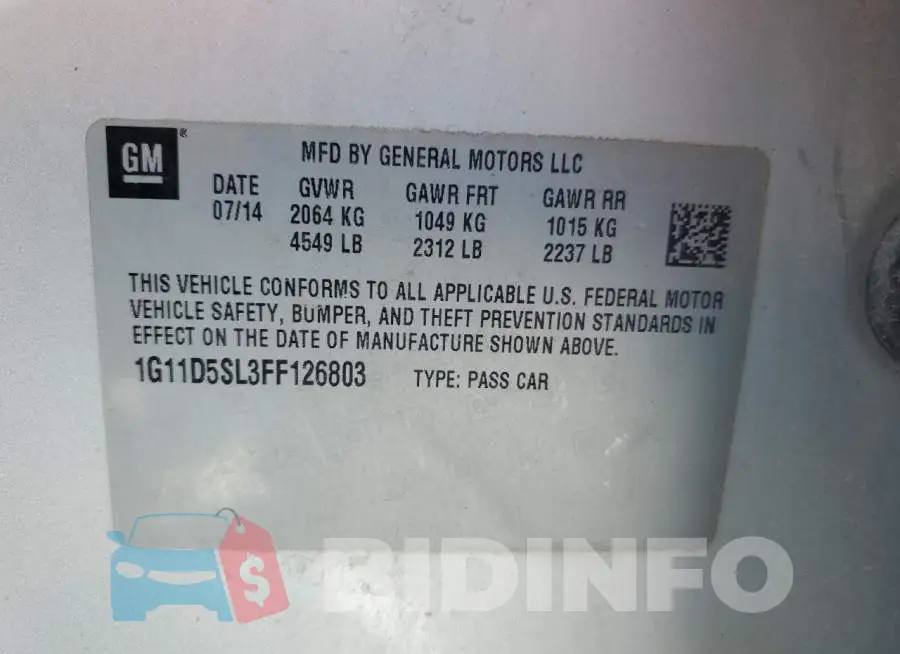 1G11D5SL3FF126803 Photo# 12