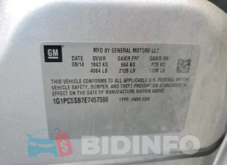 1G1PC5SB7E7457588 Photo# 12