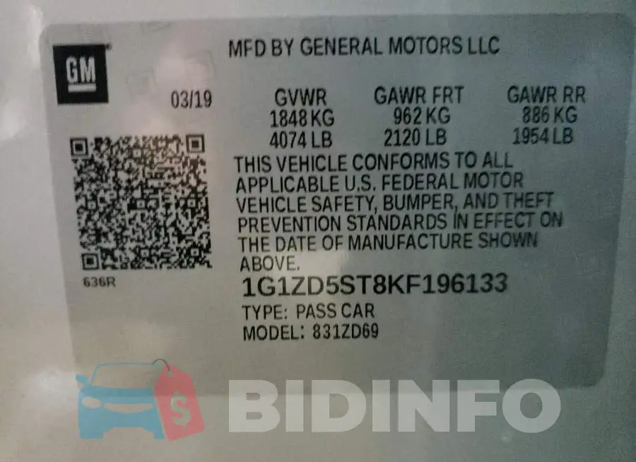 1G1ZD5ST8KF196133 Photo# 12