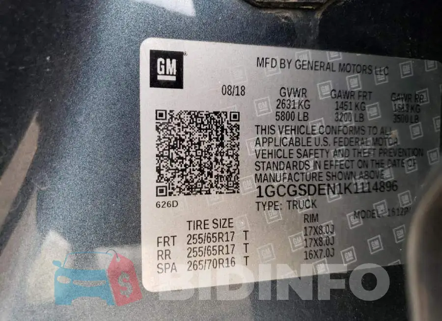 1GCGSDEN1K1114896 Photo# 12